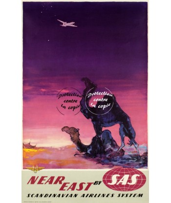 SAS NEAR EAST AVION Rffsf-POSTER/REPRODUCTION d1 AFFICHE VINTAGE sur le site 