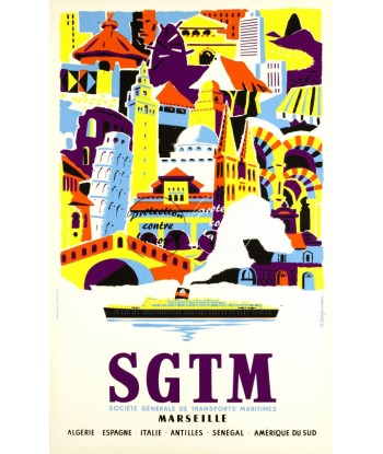 SGTM PAQUEBOT Rlja-POSTER/REPRODUCTION d1 AFFICHE VINTAGE pas cher 