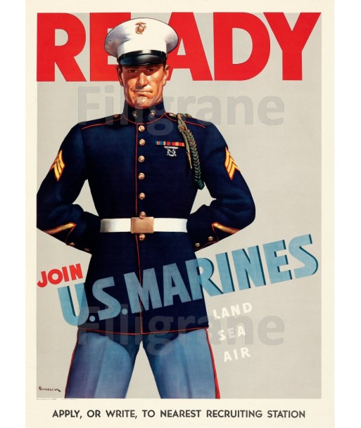 JOIN U.S MARINES Rnuj-POSTER/REPRODUCTION d1 AFFICHE VINTAGE france