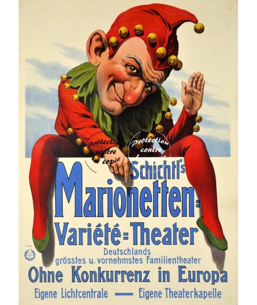 SPECTACLE SCHICHTL'S MARIONETTEN Rykz-POSTER/REPRODUCTION d1 AFFICHE VINTAGE solde