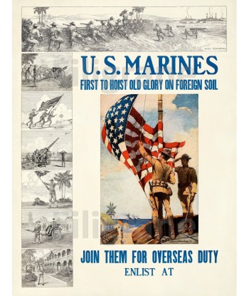 JOIN US MARINES Rfja-POSTER/REPRODUCTION d1 AFFICHE VINTAGE soldes