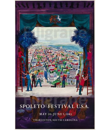 SPOLETO FESTIVAL USA 83 Rtzu-POSTER/REPRODUCTION d1 AFFICHE VINTAGE Les magasins à Paris