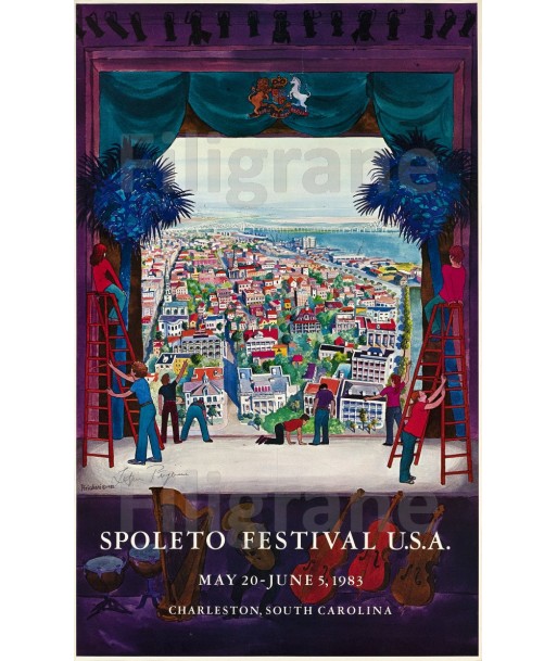 SPOLETO FESTIVAL USA 83 Rtzu-POSTER/REPRODUCTION d1 AFFICHE VINTAGE Les magasins à Paris