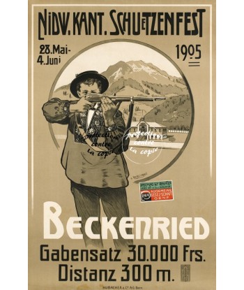 SPORT BECKENRIED TIR 1905 Rcdm-POSTER/REPRODUCTION d1 AFFICHE VINTAGE En savoir plus