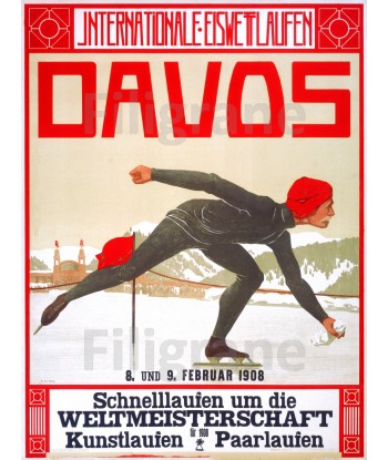 SPORT DAVOS PATINAGE SUISSE Rhrp-POSTER/REPRODUCTION d1 AFFICHE VINTAGE Dans la société mordern