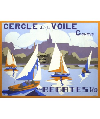 SPORT GENèVE CERCLE VOILE 1927 Rhqo-POSTER/REPRODUCTION d1 AFFICHE VINTAGE offre 