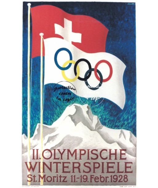 SPORT OLYMPISCHE ST MORITZ 1928 Rsum-POSTER/REPRODUCTION d1 AFFICHE VINTAGE sur le site 