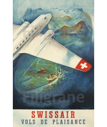 SWISSAIR AIR LINES Rwdl-POSTER/REPRODUCTION d1 AFFICHE VINTAGE français