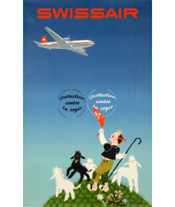 SWISSAIR AVION MOUTONS Rtav-POSTER/REPRODUCTION d1 AFFICHE VINTAGE pas chere