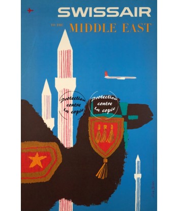 SWISSAIR MIDDLE EAST Rxka-POSTER/REPRODUCTION d1 AFFICHE VINTAGE ou a consommer sur place