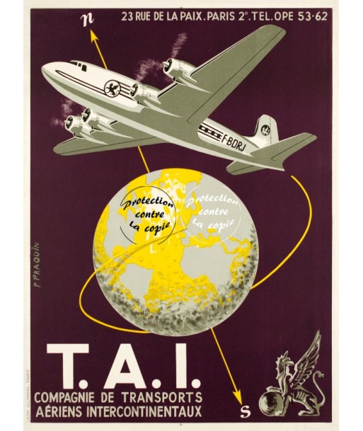 TAI AVION Rfiuw-POSTER/REPRODUCTION d1 AFFICHE VINTAGE vous aussi creer 