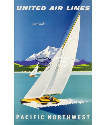 UNITED AIRLINES PACIFIC Rfdhn-POSTER/REPRODUCTION d1 AFFICHE VINTAGE plus qu'un jeu 