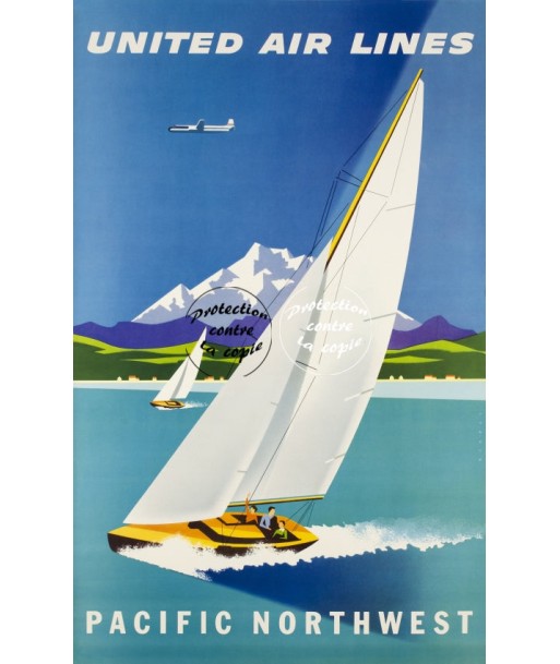 UNITED AIRLINES PACIFIC Rfdhn-POSTER/REPRODUCTION d1 AFFICHE VINTAGE plus qu'un jeu 