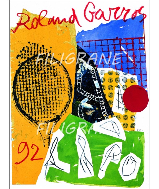 Roland GARROS 1992 - BELLE AFFICHE ORIGINALE 57x75cm NEUVE sans défauts s'inspire de l'anatomie humaine