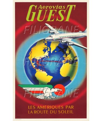 AEROVIAS GUEST AVION Ratp-POSTER/REPRODUCTION d1 AFFICHE VINTAGE de technologie