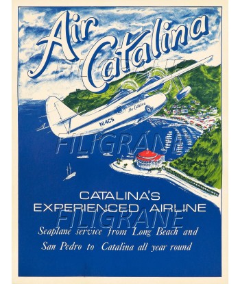 AIR CATALINA AVION Rxij-POSTER/REPRODUCTION d1 AFFICHE VINTAGE le des métaux précieux