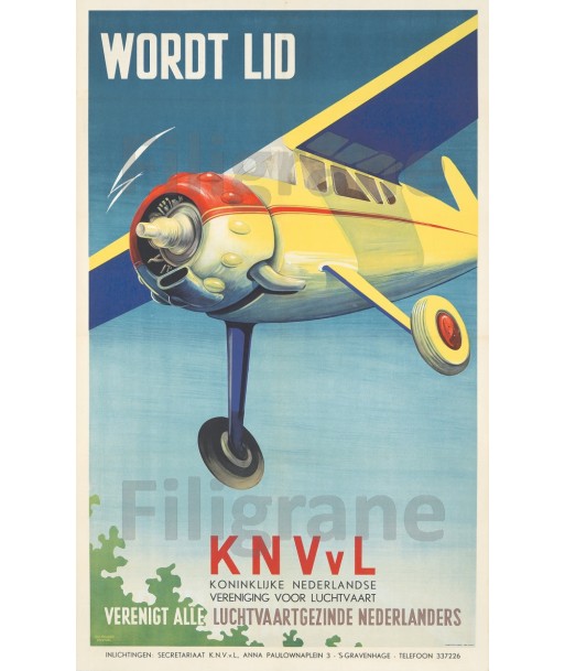 AIRLINES: KNVvL WORDT LID Réf046:POSTER/REPRODUCTION d1 AFFICHE VINTAGE JUSQU'A -70%! 