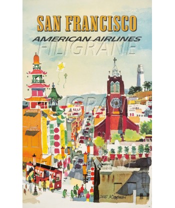 AIRLINES SAN FRANCISCO Rhyf-POSTER/REPRODUCTION d1 AFFICHE VINTAGE Economisez 