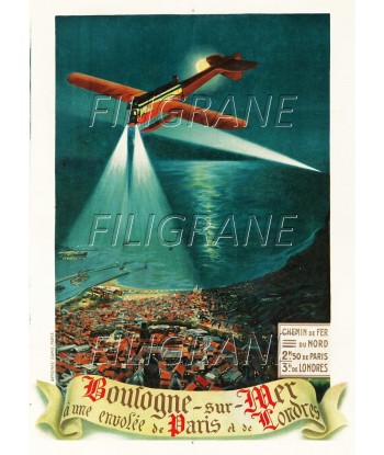 BOULOGNE sur MER AVION Rglo-POSTER/REPRODUCTION d1 AFFICHE VINTAGE 50-70% off 