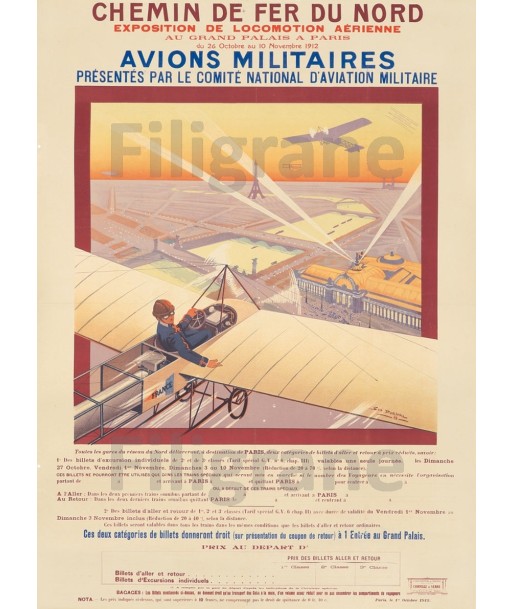 EXPO AVION MILITAIRE 1912-POSTER/REPRODUCTION d1 AFFICHE VINTAGE le concept de la Pate a emporter 