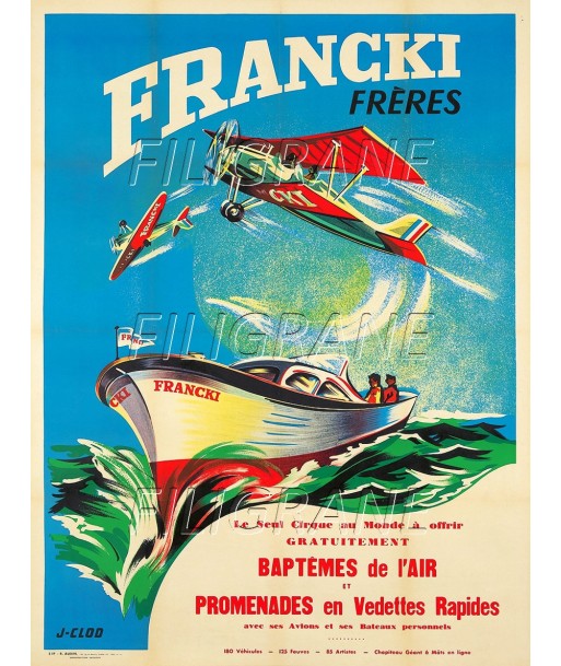 FRANCKI CIRQUE AVION BATEAU Rzjm-POSTER/REPRODUCTION d1 AFFICHE VINTAGE ouvre sa boutique