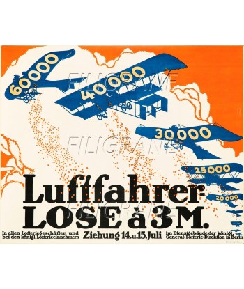 LUFTFAHER LOSE AVION Rztb-POSTER/REPRODUCTION d1 AFFICHE VINTAGE de l' environnement