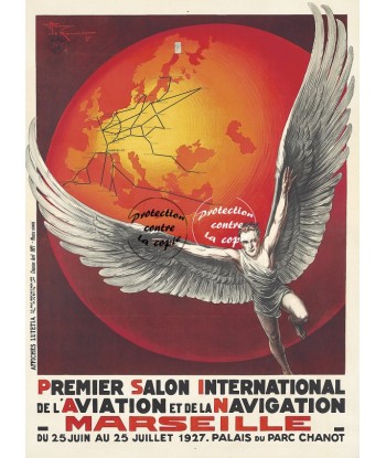 MARSEILLE AVION 1927 Rf51-POSTER/REPRODUCTION d1 AFFICHE VINTAGE Livraison rapide