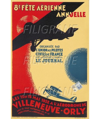 VILLENEUVE-ORLY AVION 1932 Rjhy-POSTER/REPRODUCTION d1 AFFICHE VINTAGE ou a consommer sur place