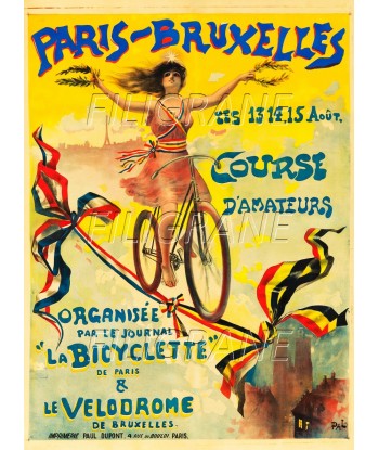 PARIS BRUXELLES COURSE VéLO Ruex-POSTER/REPRODUCTION d1 AFFICHE VINTAGE meilleur choix