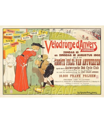 VéLODROME D'ANVERS 1902 Rqll-POSTER/REPRODUCTION d1 AFFICHE VINTAGE À commander