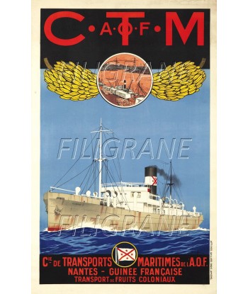 Cie MARITIMES A.O.F BATEAU Raoi-POSTER/REPRODUCTION d1 AFFICHE VINTAGE Les magasins à Paris et en Île-de-France