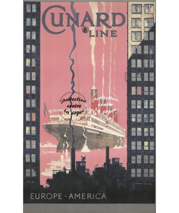 CUNARD LINE BATEAU Rf15-POSTER/REPRODUCTION d1 AFFICHE VINTAGE Venez acheter