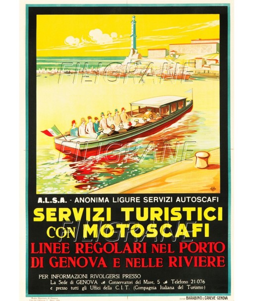 GENOVA BATEAU Rmeh-POSTER/REPRODUCTION d1 AFFICHE VINTAGE À commander