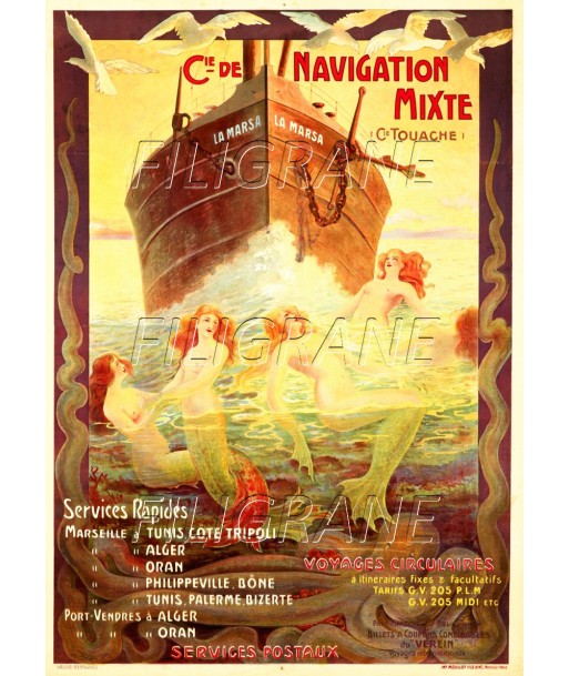 LA MARSA BATEAU Rnht-POSTER/REPRODUCTION d1 AFFICHE VINTAGE le concept de la Pate a emporter 