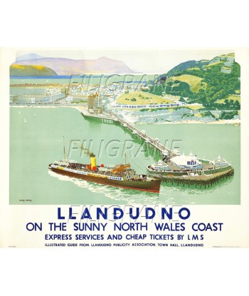 LLANDUDNO BATEAU Rgfu-POSTER/REPRODUCTION d1 AFFICHE VINTAGE Voir les baskets