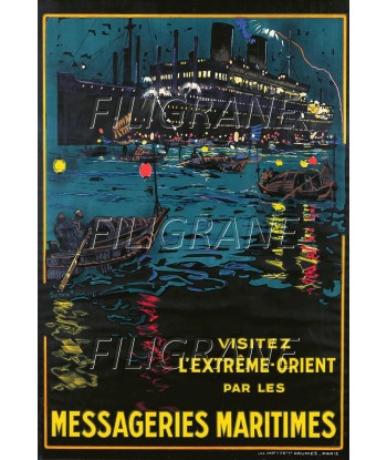 MESSAGERIE MARITIMES BATEAU Rnkr-POSTER/REPRODUCTION d1 AFFICHE VINTAGE france