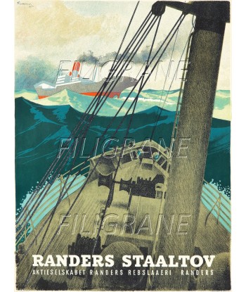 RANDERS STAALTOV BATEAU Rjmb-POSTER/REPRODUCTION d1 AFFICHE VINTAGE Voir les baskets