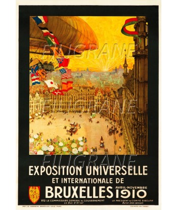 BRUXELLES EXPO 1910 Rofv-POSTER/REPRODUCTION d1 AFFICHE VINTAGE l'achat 