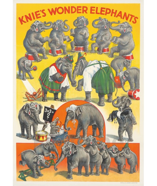 CIRQUE: KNIE'S WONDER ELEPHANTS:POSTER/REPRODUCTION d1 AFFICHE VINTAGE Toutes les collections ici