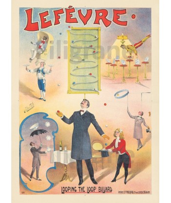 CIRQUE: LEFèVRE the LOOP BILLARD: POSTER/REPRODUCTION d1 AFFICHE VINTAGE JUSQU'A -70%! 