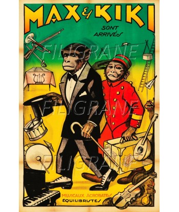 MAX et KIKI SINGE CIRQUE Rkzp-POSTER/REPRODUCTION d1 AFFICHE VINTAGE Venez découvrir notre 