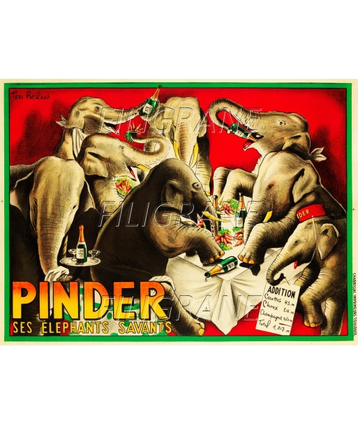 PINDER éLéPHANTS CIRQUE Rjav-POSTER/REPRODUCTION d1 AFFICHE VINTAGE en linge