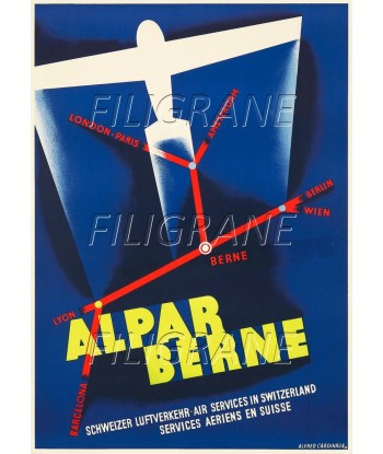 ALPAR BERNE AVIATION Raue-POSTER/REPRODUCTION d1 AFFICHE VINTAGE de pas cher