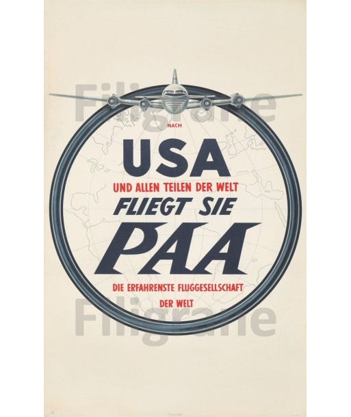 AVIATION PAA USA Rf121-POSTER/REPRODUCTION d1 AFFICHE VINTAGE pour bénéficier 