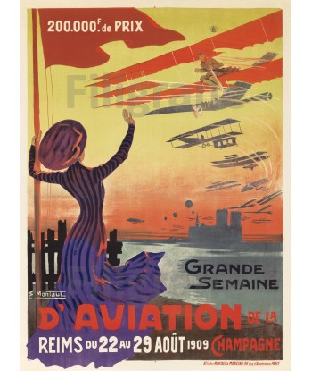 AVIATION REIMS 1909 Rf51-POSTER/REPRODUCTION d1 AFFICHE VINTAGE 50% de réduction en Octobre 2024