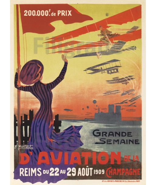 AVIATION REIMS 1909 Rf51-POSTER/REPRODUCTION d1 AFFICHE VINTAGE 50% de réduction en Octobre 2024