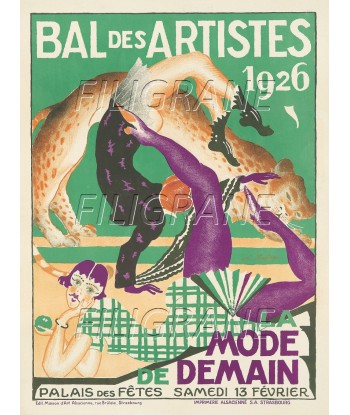 BAL des ARTISTES 1926 Rlkm-POSTER/REPRODUCTION d1 AFFICHE VINTAGE france