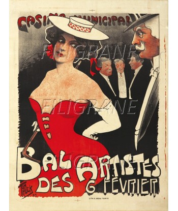 BAL des ARTISTES Rfjl-POSTER/REPRODUCTION d1 AFFICHE VINTAGE en linge