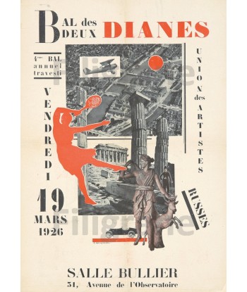 BAL DEUX DIANES 1926 R244-POSTER/REPRODUCTION d1 AFFICHE VINTAGE hantent personnes