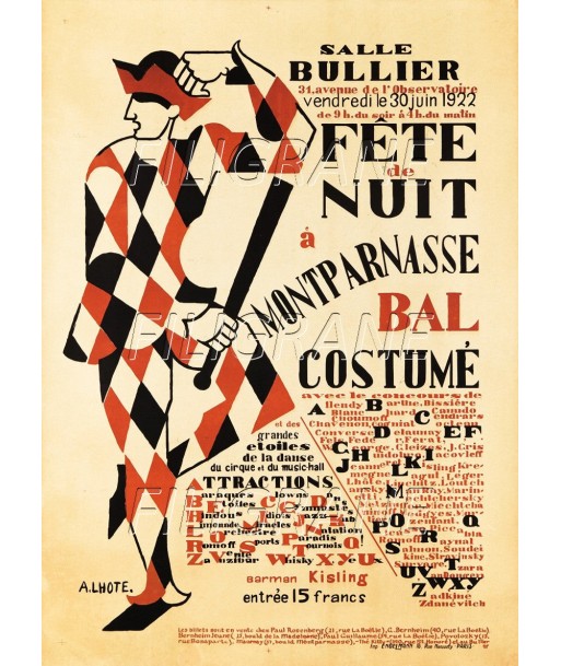 BAL MONTPARNASSE 1922 Rwgu-POSTER/REPRODUCTION d1 AFFICHE VINTAGE plus qu'un jeu 